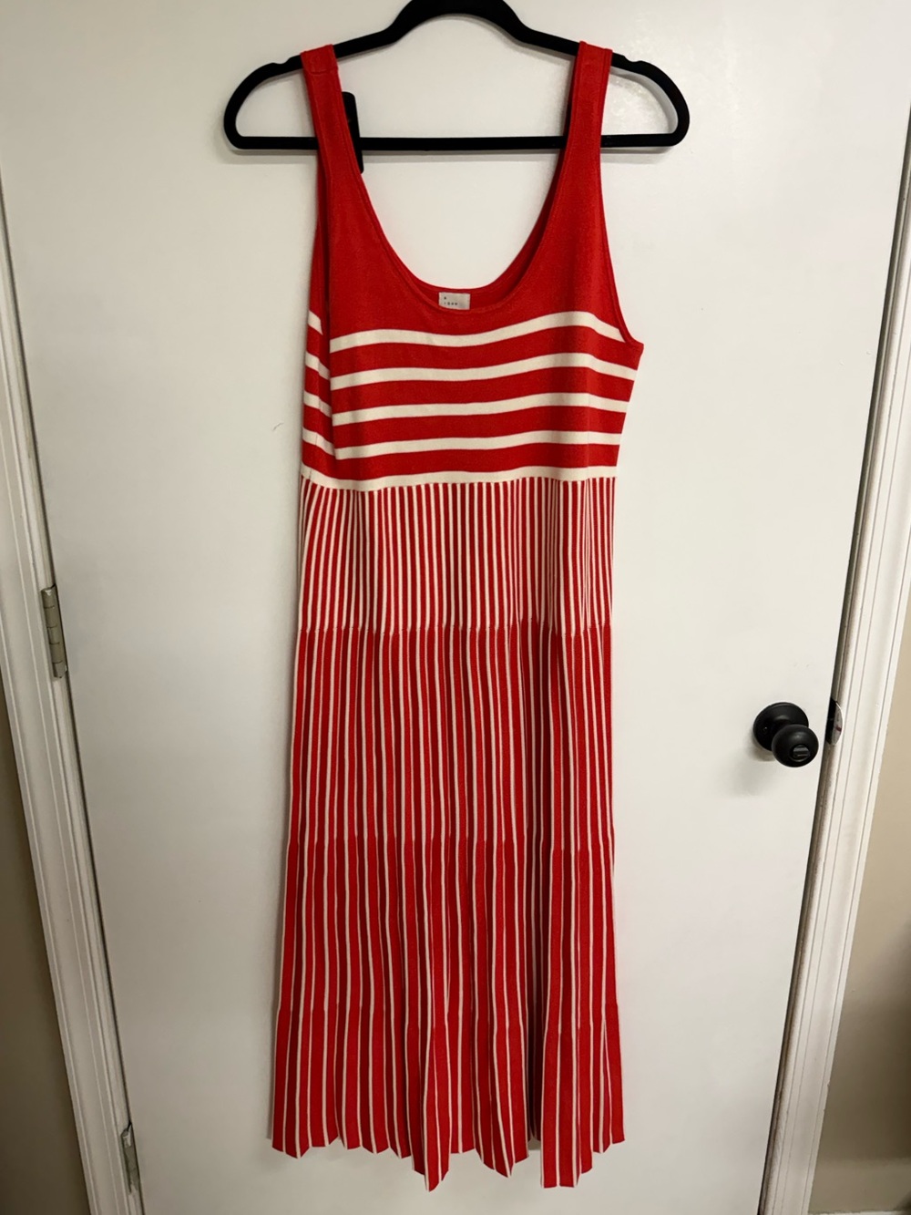 a new day Red & Cream Striped V-Neck Sweater Top